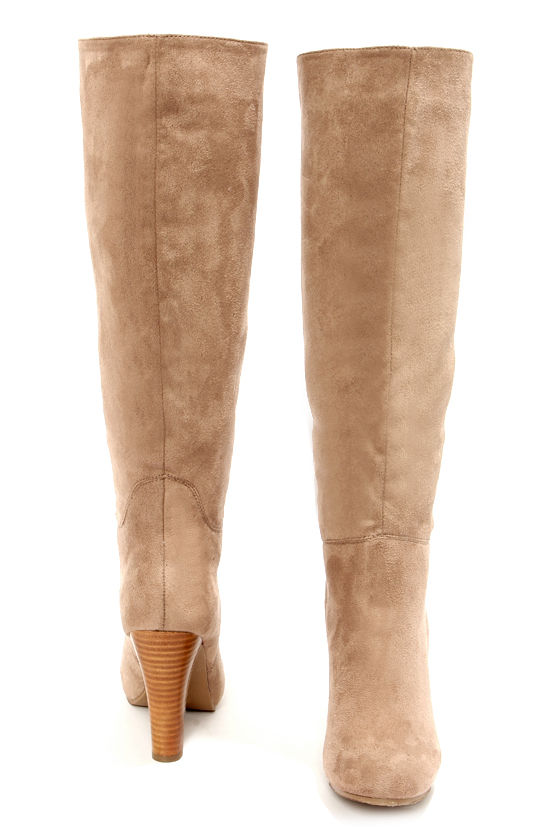 taupe knee high boots no heel