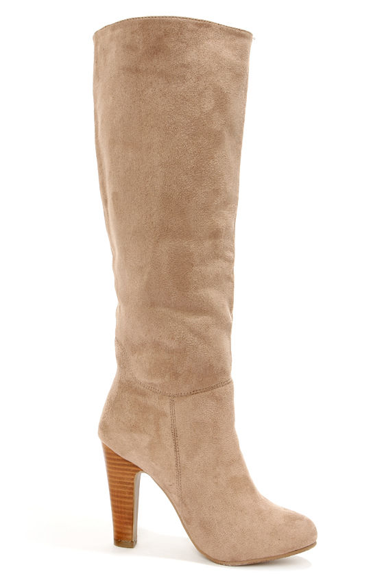 Cute Taupe Boots - Knee High Boots - High Heel Boots - $56.00