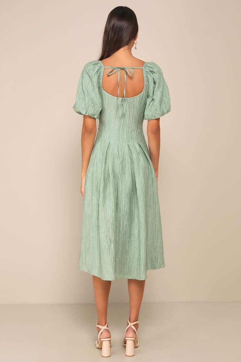 green emerald velvet dress Petal & Pup Women's Soliel Puff Sleeve Midi Dress