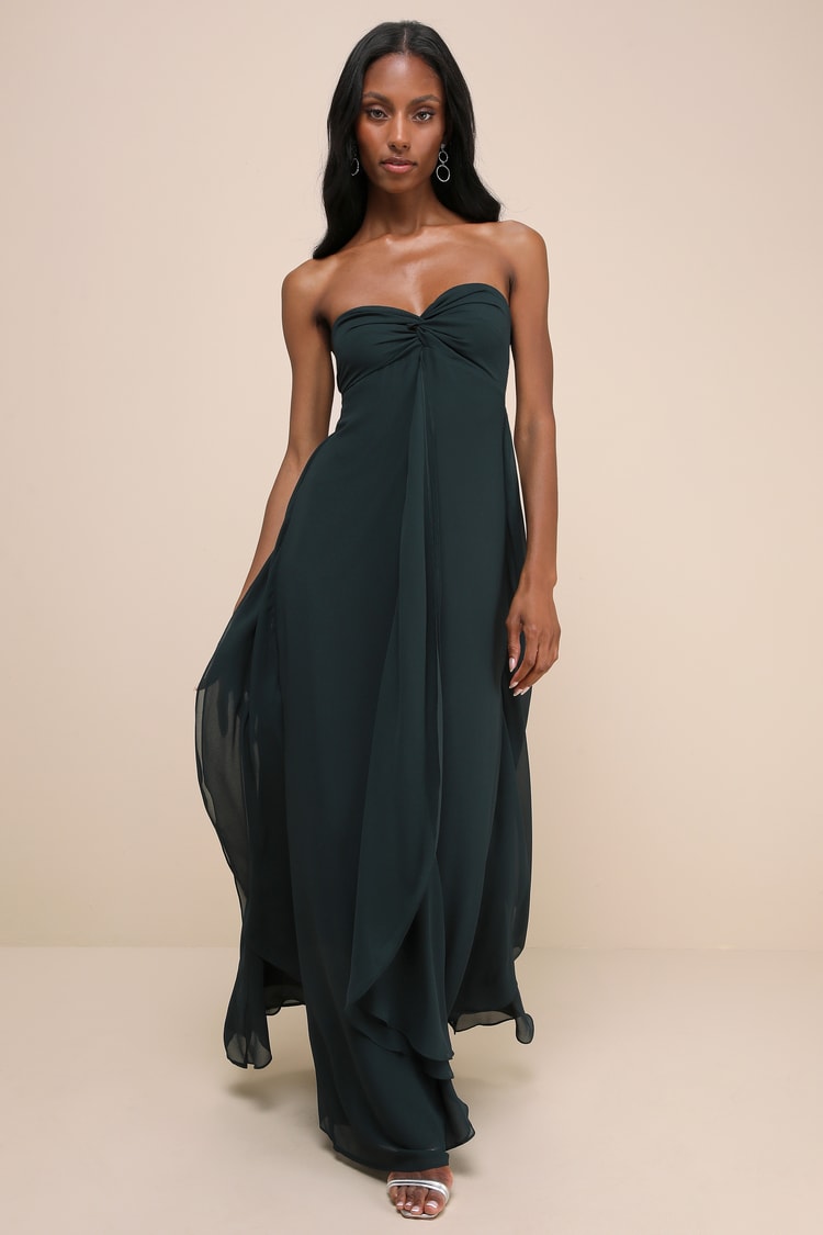 Emerald Green Bridesmaid Lulus Emerald Green Satin Flutter Sleeve Maxi  Dress Womens X-Small (Available In M, L) 100% Polyester Lulus Holiday  Dresses Prom