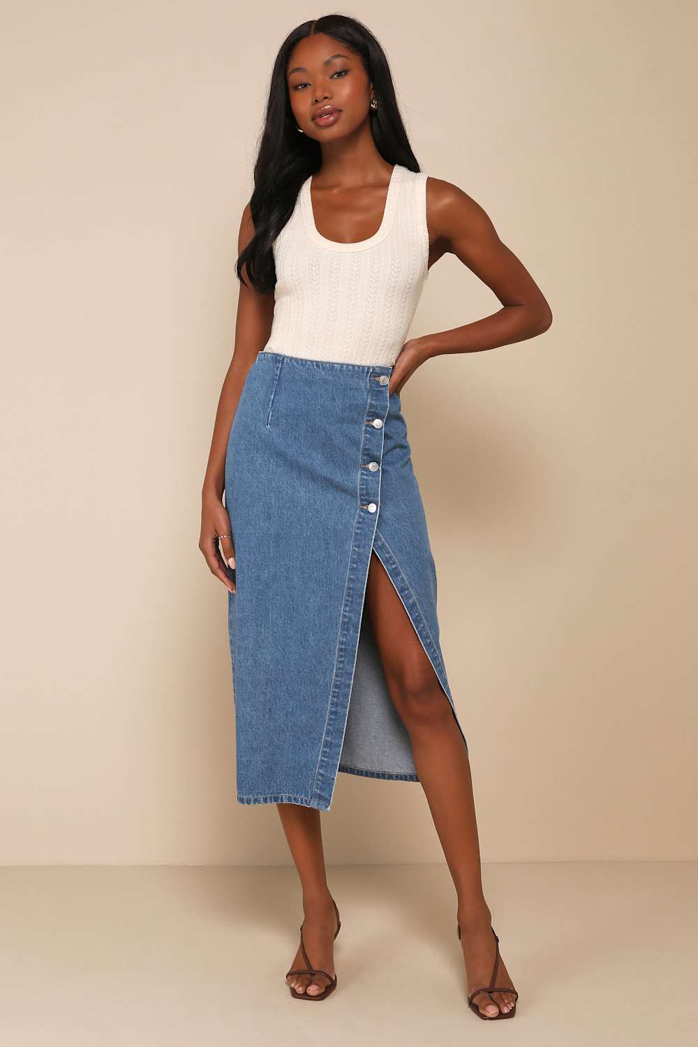 Conveniently Cute Cream Pointelle Knit Scoop Neck Tank Top