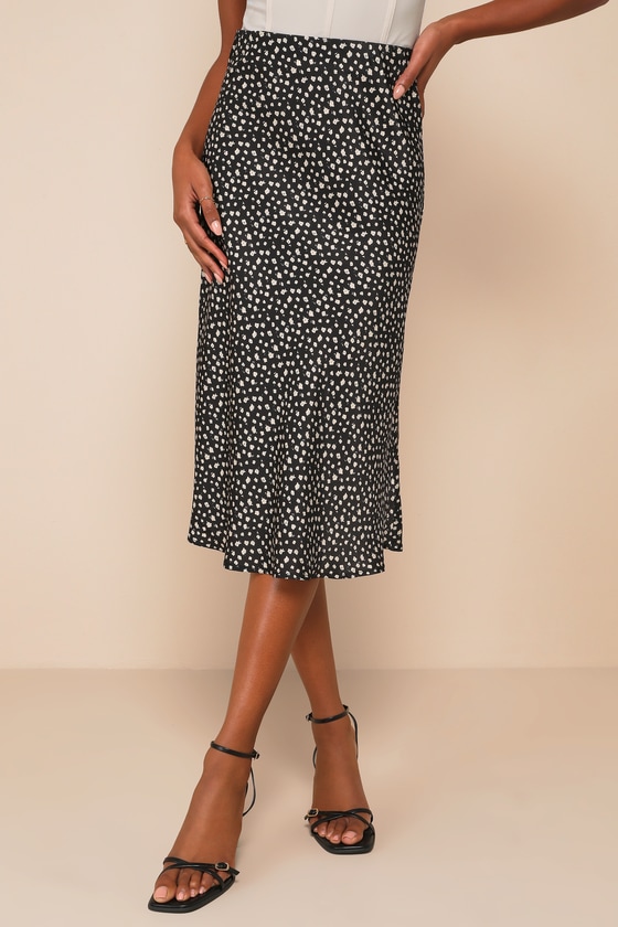 Black Floral Skirt - Floral Print Midi Skirt - Ditsy Floral Skirt - Lulus