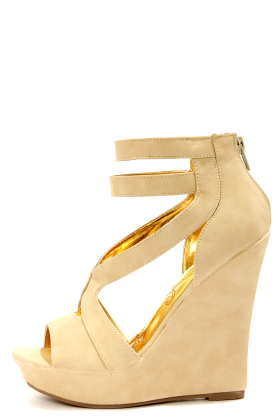 nude platform wedge