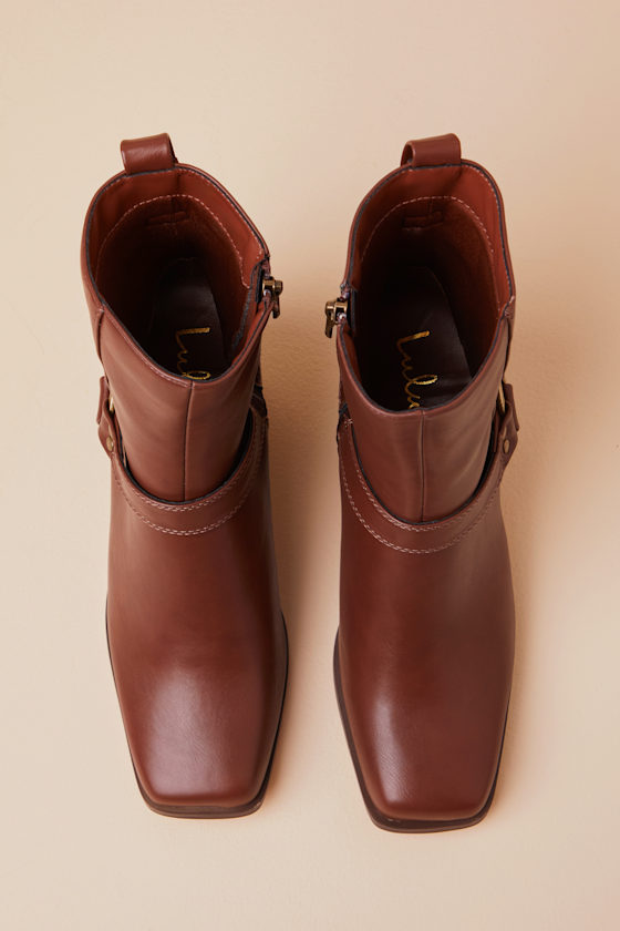 Lulus Sammson Cognac Mid-calf Moto Boots In Brown