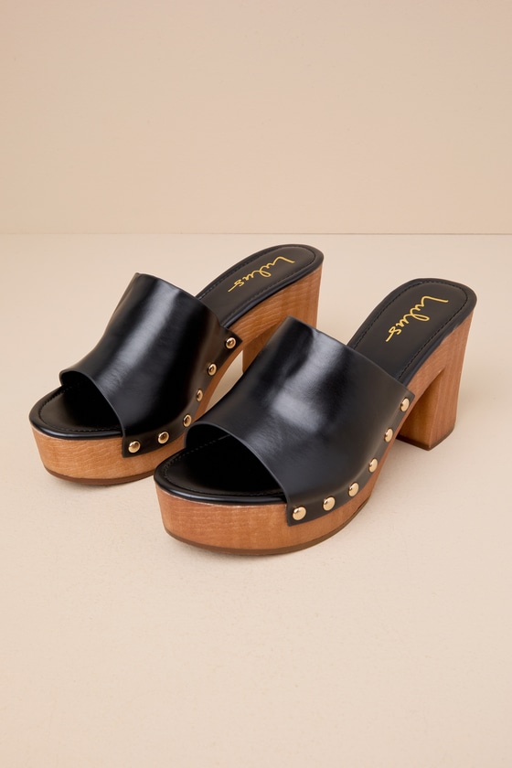 Lulus Jaylani Black Platform Mule Sandals In Black