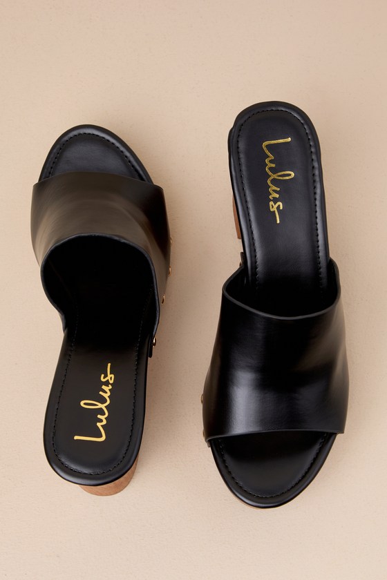 Lulus Jaylani Black Platform Mule Sandals In Black