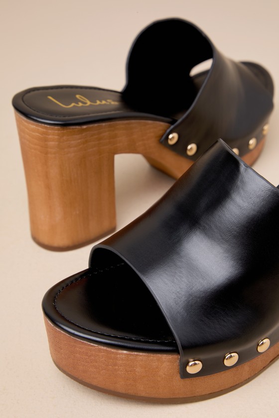 Lulus Jaylani Black Platform Mule Sandals In Black