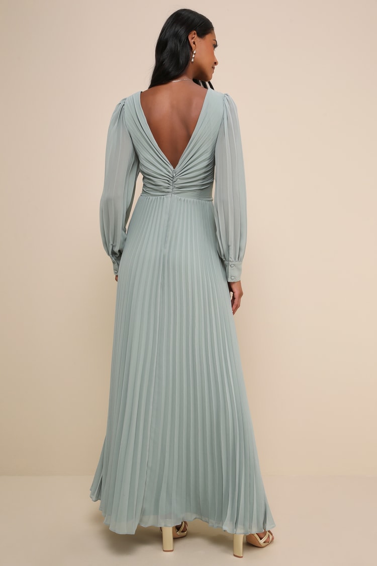 Sage Green Pleated Maxi Dress - Long Sleeve Dress - Maxi Dress - Lulus Sage Green Pleated Maxi Dress - Long Sleeve Dress - Maxi Dress - Lulus