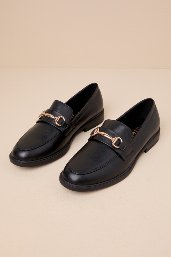 Lulus Wrenlie Black Horsebit Loafer Flats In Black