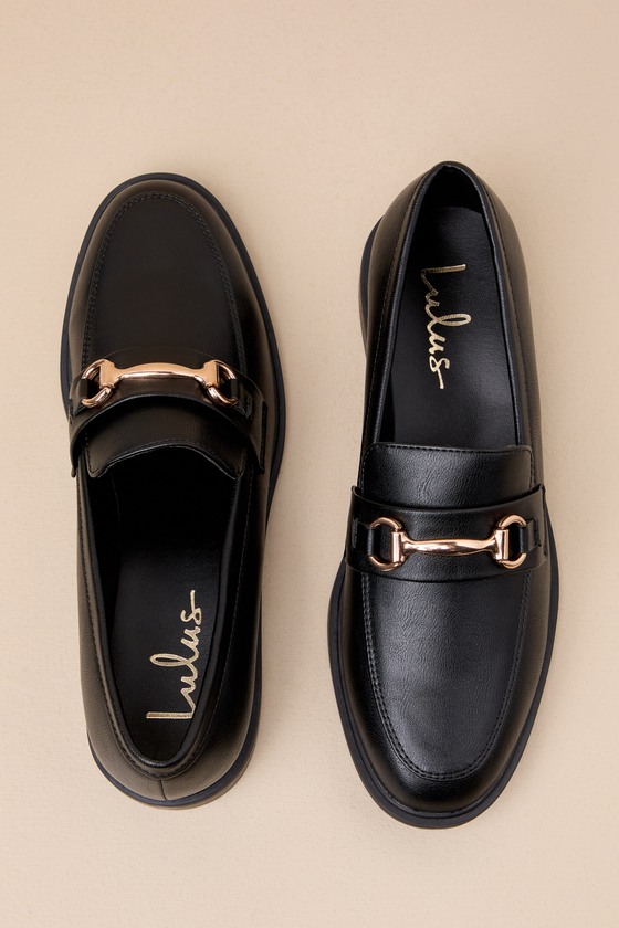 Lulus Wrenlie Black Horsebit Loafer Flats In Black