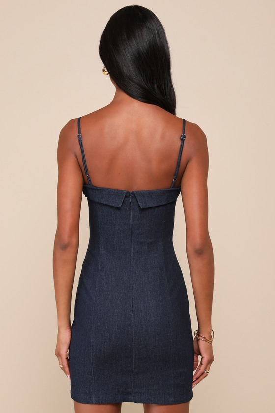 Women Black Washed Denim Sleeveless Short Dress