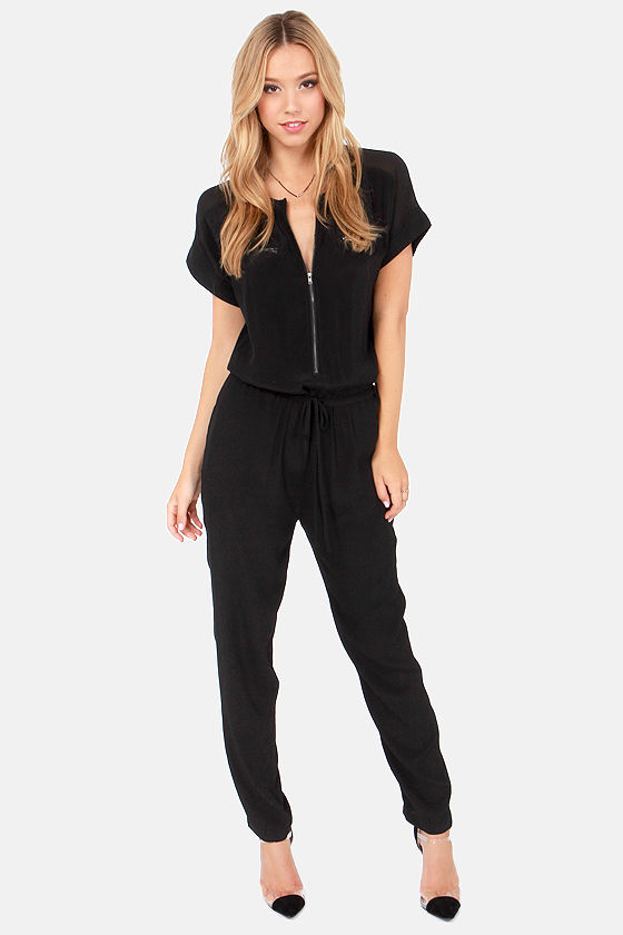 black long sleeve jumpsuit shorts