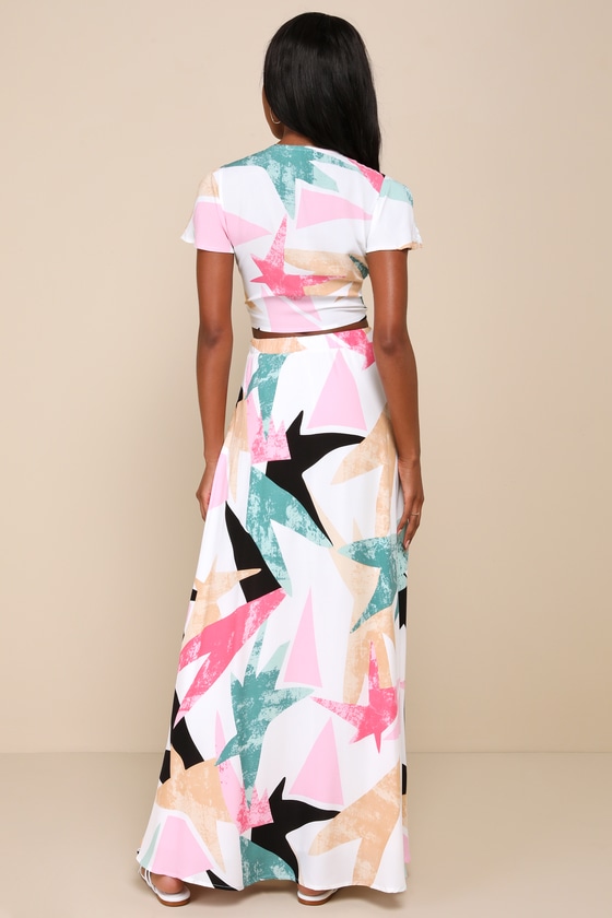 Daydreaming White Print Two-Piece Maxi Dress 6