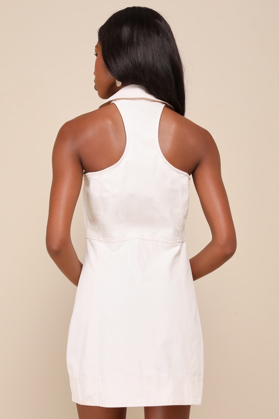 lllNew Cream 100% Cotton Mini button dress • S, M & L main image 0