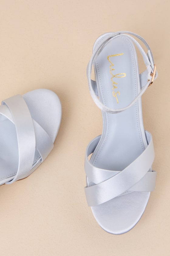 Lulus Selah Blue Satin Ankle Strap Heels In Blue