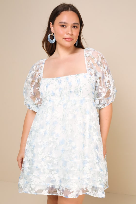 Sincerely a Sweetie Ivory Floral Puff Sleeve Babydoll Mini Dress 5