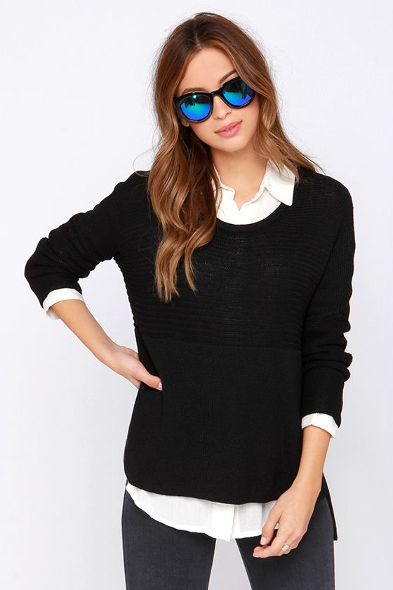 Cute Black Sweater - Knit Sweater - High Low Sweater - $83.00 - Lulus