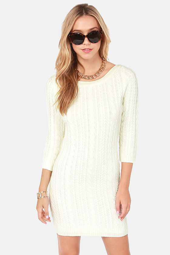 cream knit sweater dress