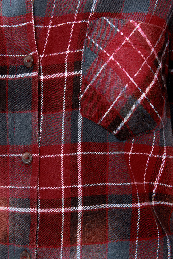 RVCA Jig - Red Flannel Shirt - Plaid Shirt - Long Sleeve Top - $49.50