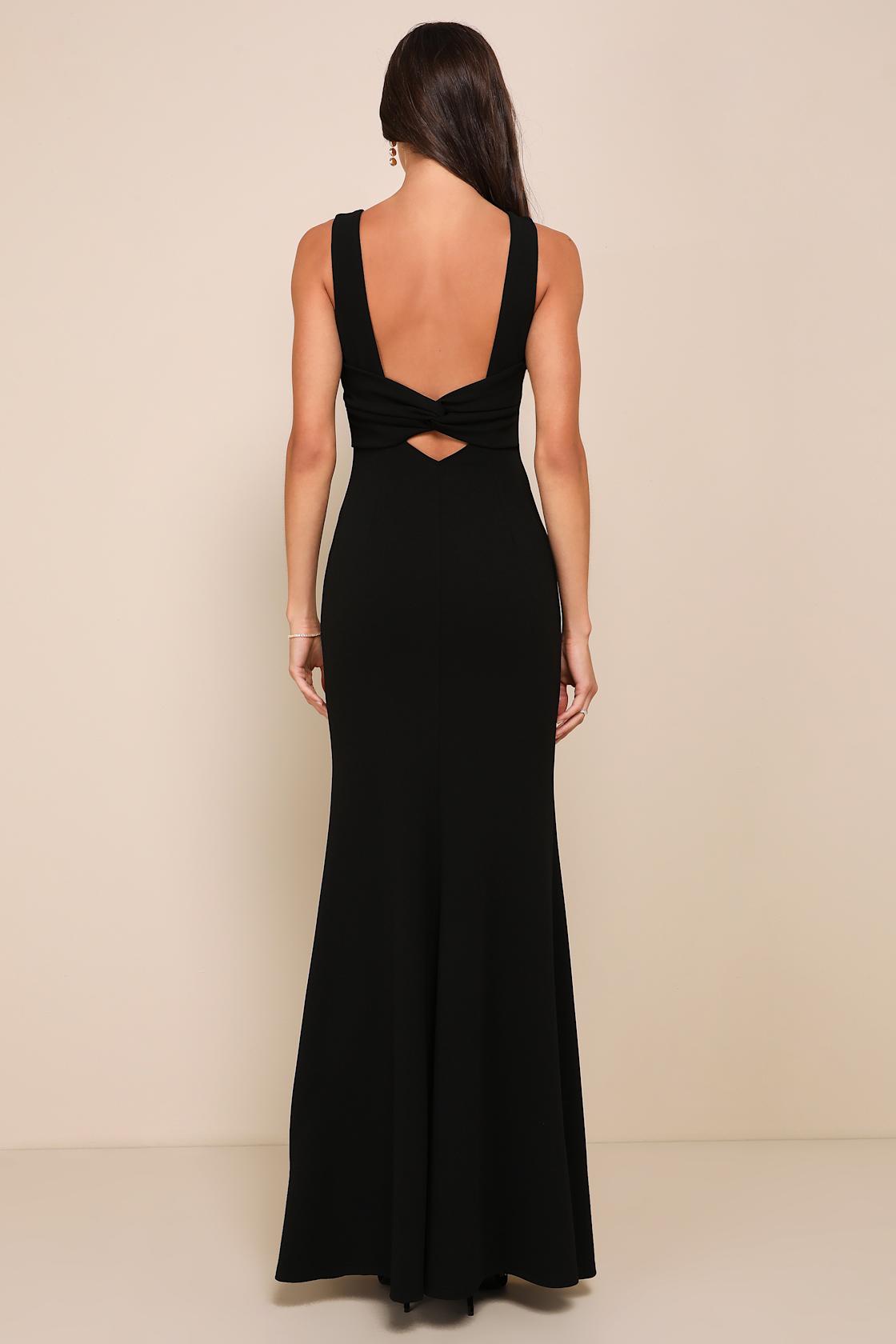 Love In Your Eyes Black Knotted Mermaid Maxi Dress