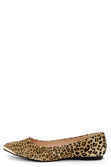 Mixx Shuz Ian Leopard Gold-Toed Pointed Flats