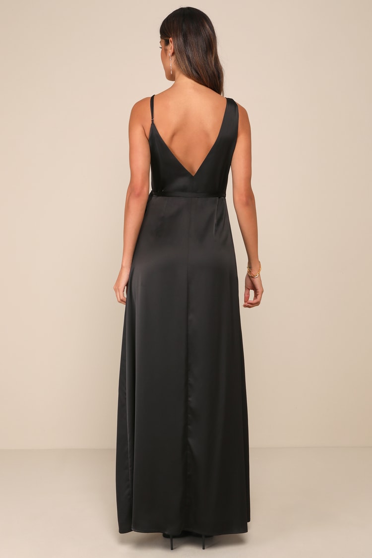 Black Satin Gown - Wrap Maxi Dress - Asymmetrical Maxi Dress - Lulus Black Satin Gown - Wrap Maxi Dress - Asymmetrical Maxi Dress - Lulus