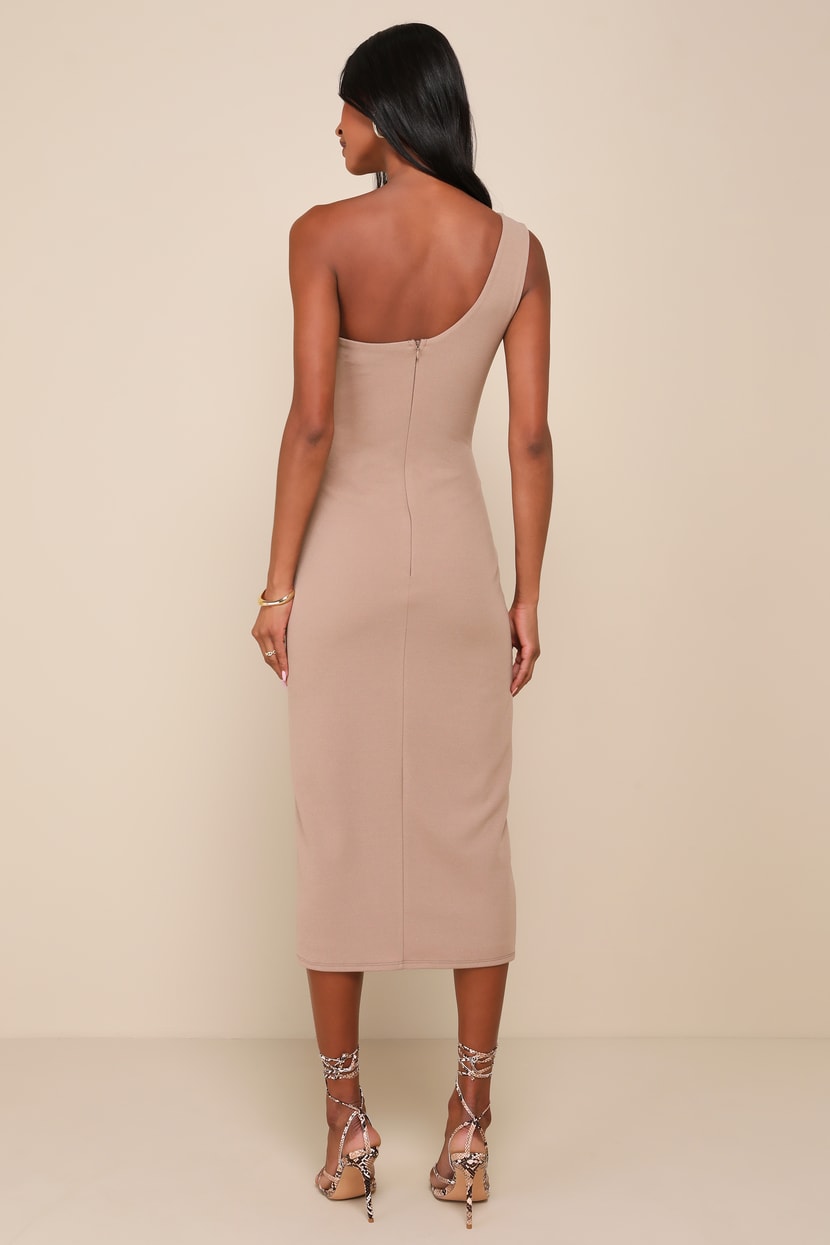open lace back dress Adrienne One Shoulder Mesh Mini Dress - Nude Blurred Floral Print main image 1