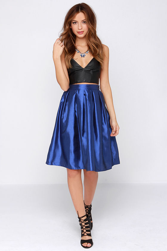 Royal Blue Skirt Midi Skirt Pleated Skirt 34.00 Lulus