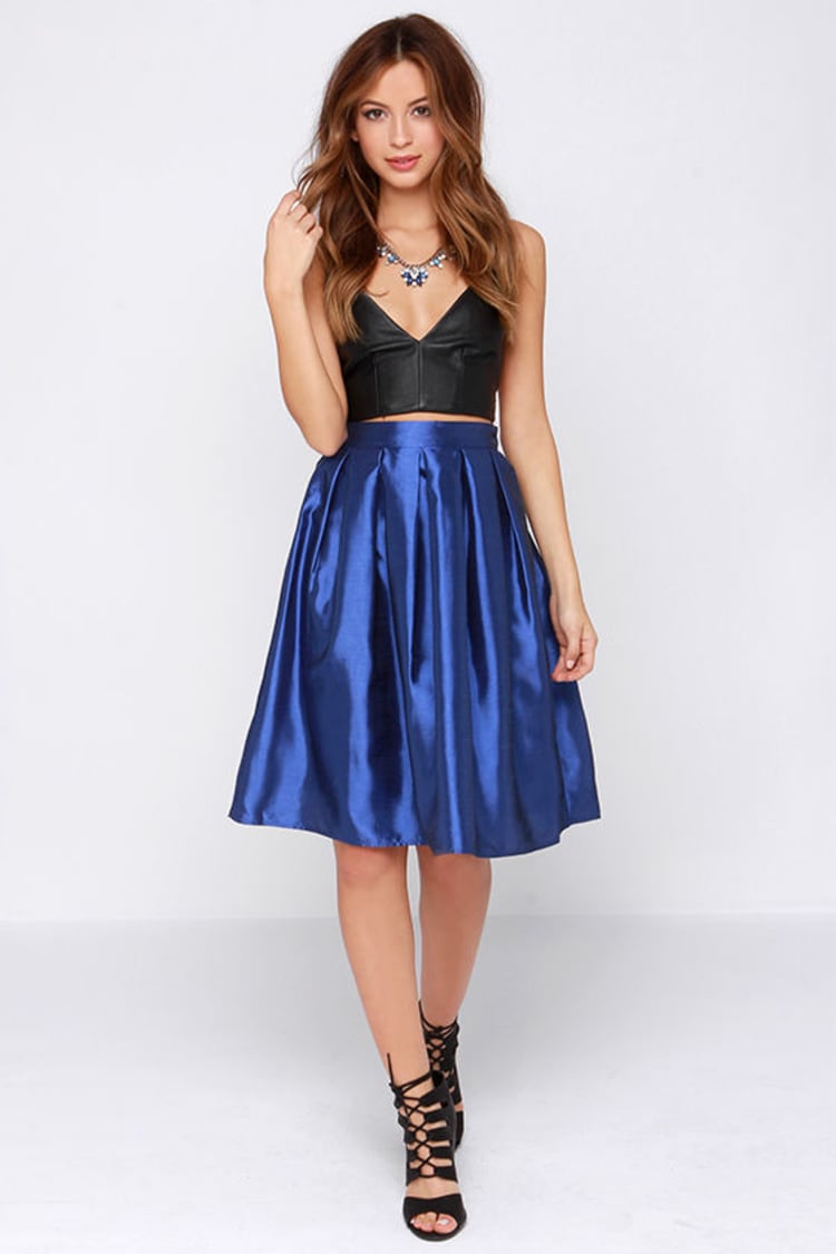 Royal Blue Pleated Skirt