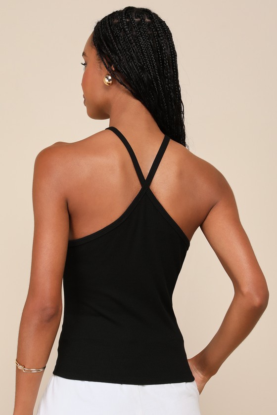 Black Halter Top - Black Tank Top - Keyhole Cutout Tank Top - Lulus