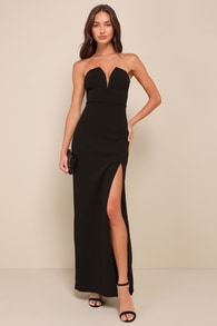 Dedicated to Glamour Black Strapless Maxi Dress 10