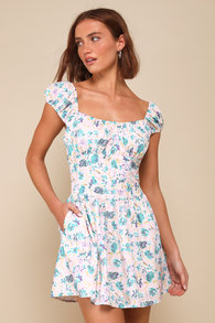 Instinctive Cutie Pink Floral Bustier Mini Dress With Pockets 1