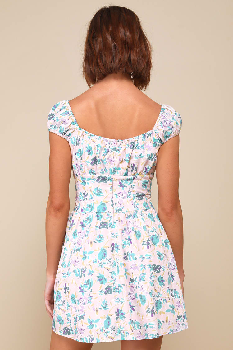 Instinctive Cutie Pink Floral Bustier Mini Dress With Pockets