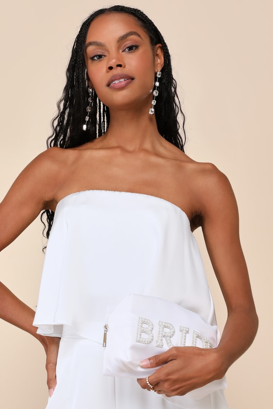 Wedded Beauty White Pearl Bride Cosmetic Pouch 5