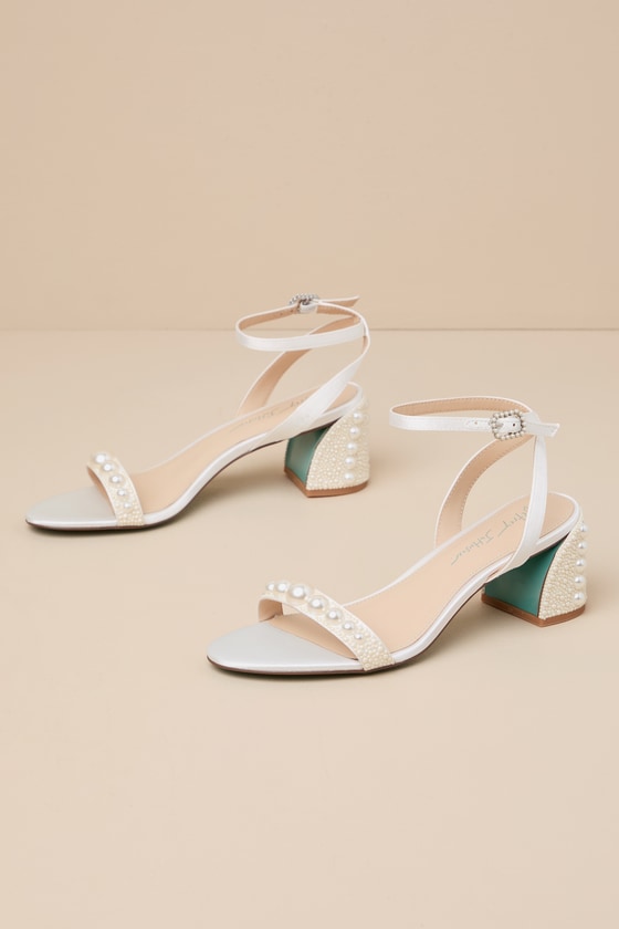Betsey Johnson SB-Tina - Ivory Pearl Heels - Ankle Strap