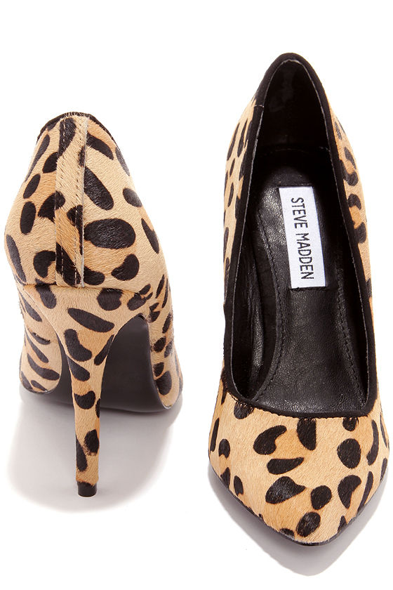 leopard pony hair heels