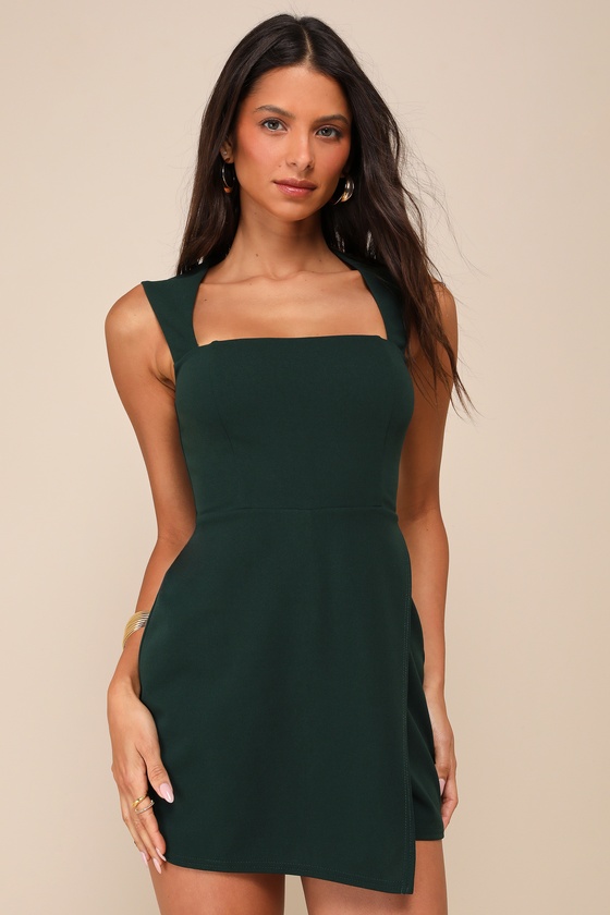 Lulus Enticing Endeavors Green Square Neck Sleeveless Skort Romper In Green