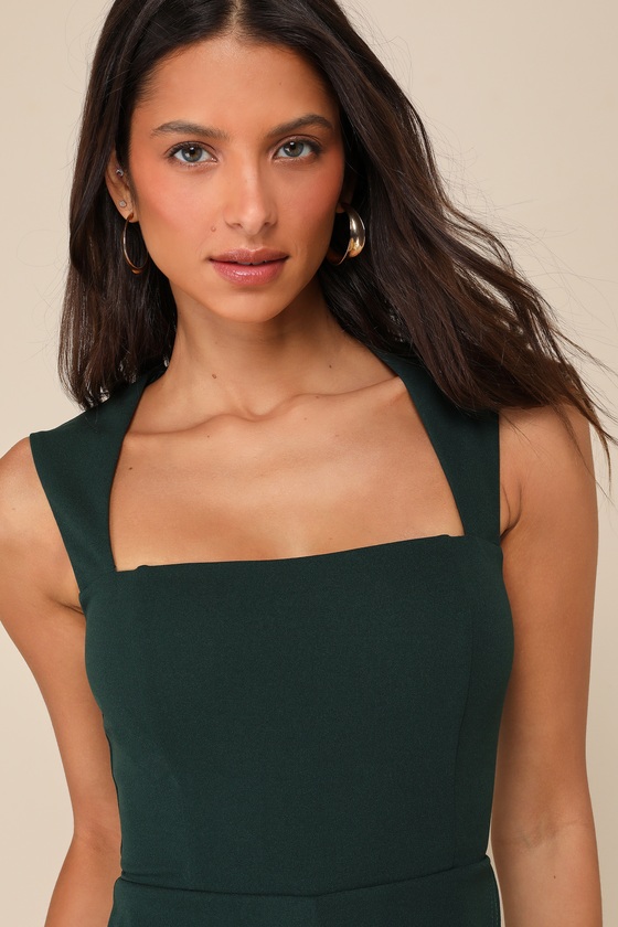 Lulus Enticing Endeavors Green Square Neck Sleeveless Skort Romper In Green