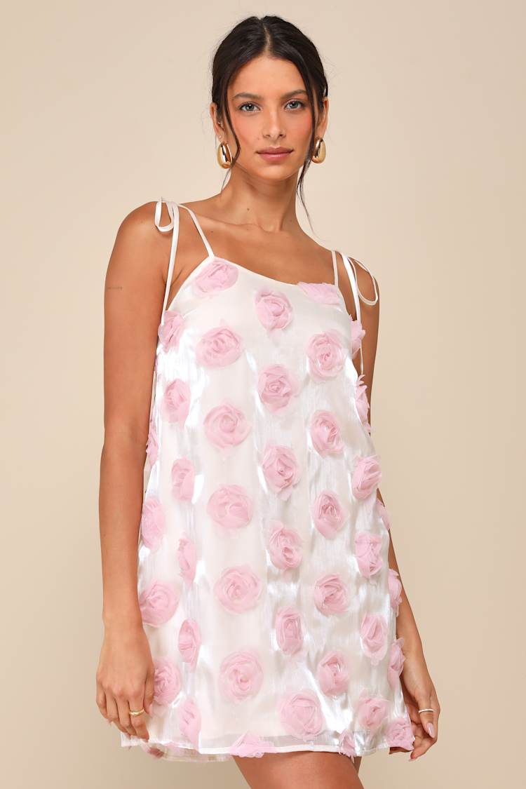 knee length dresses for ladies Metallic Halter Pink Rosette Pleated Mini Dress  FancyVestido