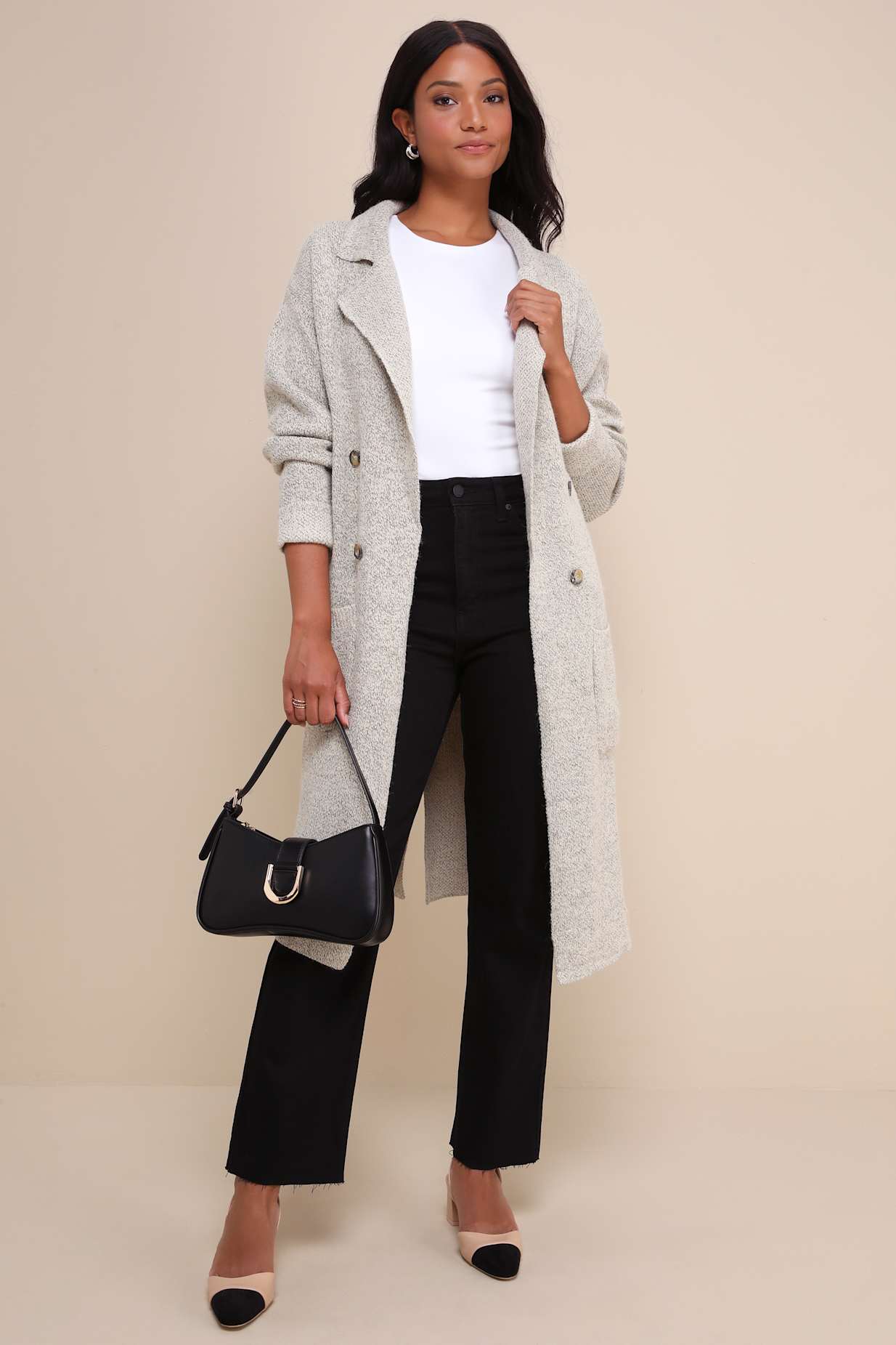 Cuddle Club Beige Long Sleeve Sweater Coat