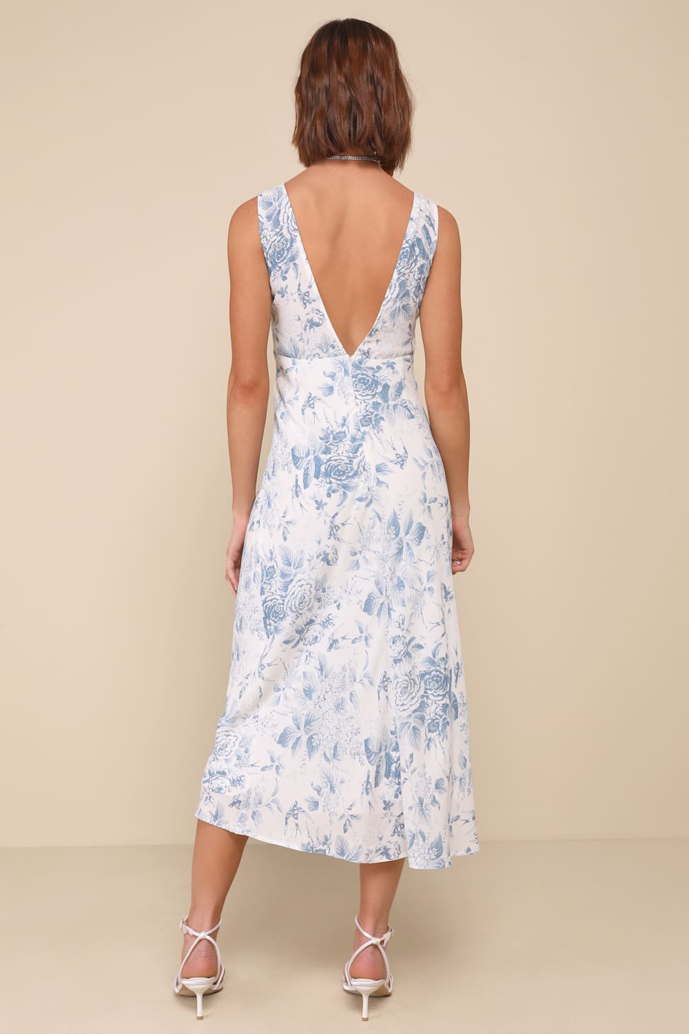 Picture-Perfect Days White Floral Lace V-Neck Midi Dress