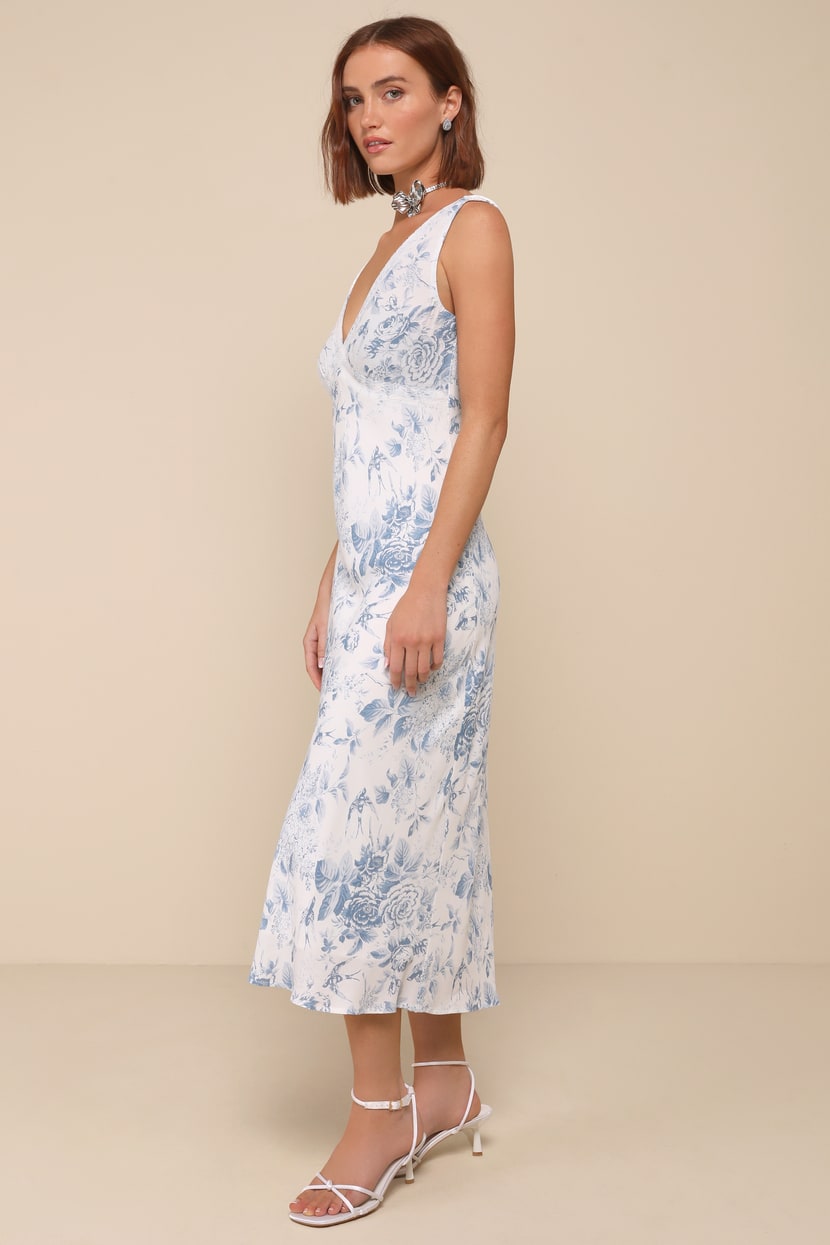 Picture-Perfect Days White Floral Lace V-Neck Midi Dress