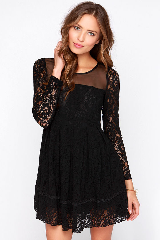black gown with lace sleeves