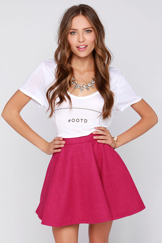 Fuchsia Skirt - Flared Skirt - Skater Skirt - Mini Skirt - $73.00 - Lulus