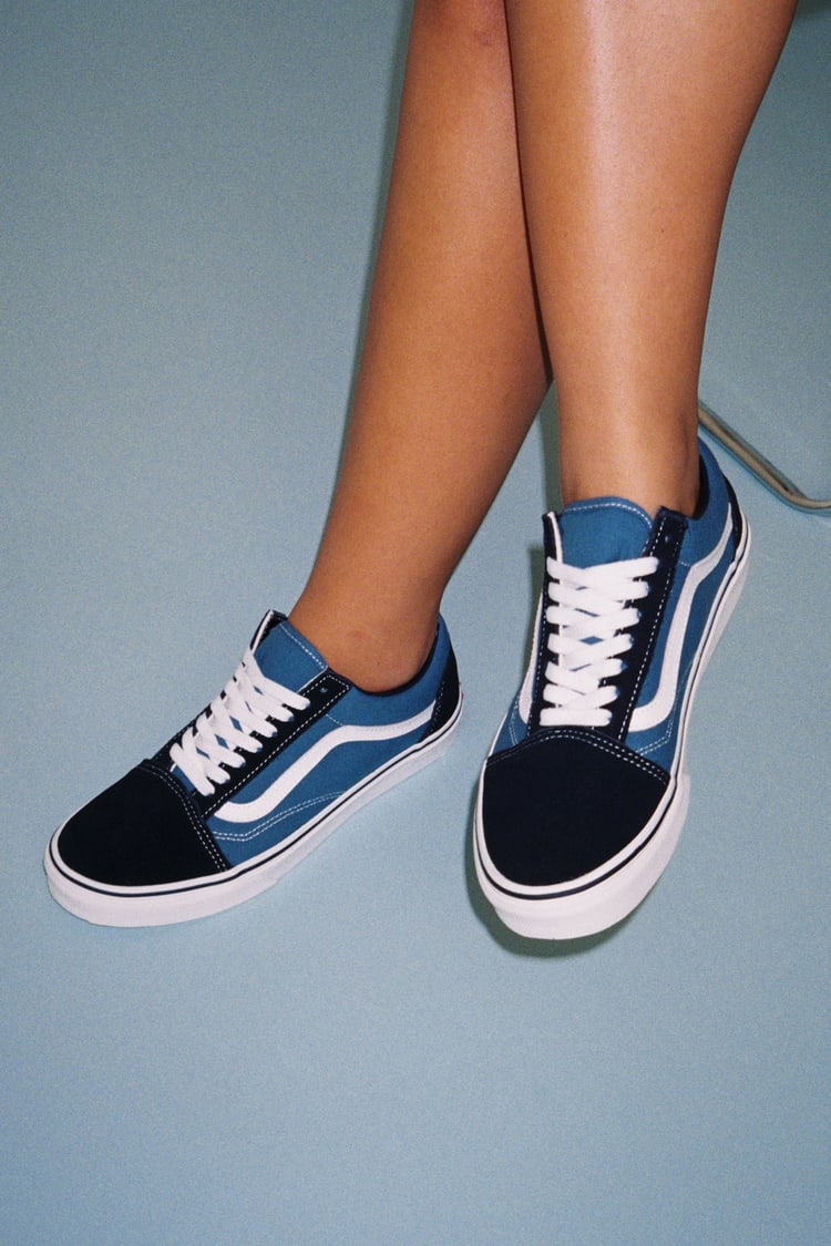 Vans Old Skool Navy - Color Block Sneakers - Lace-Up Sneakers - Lulus