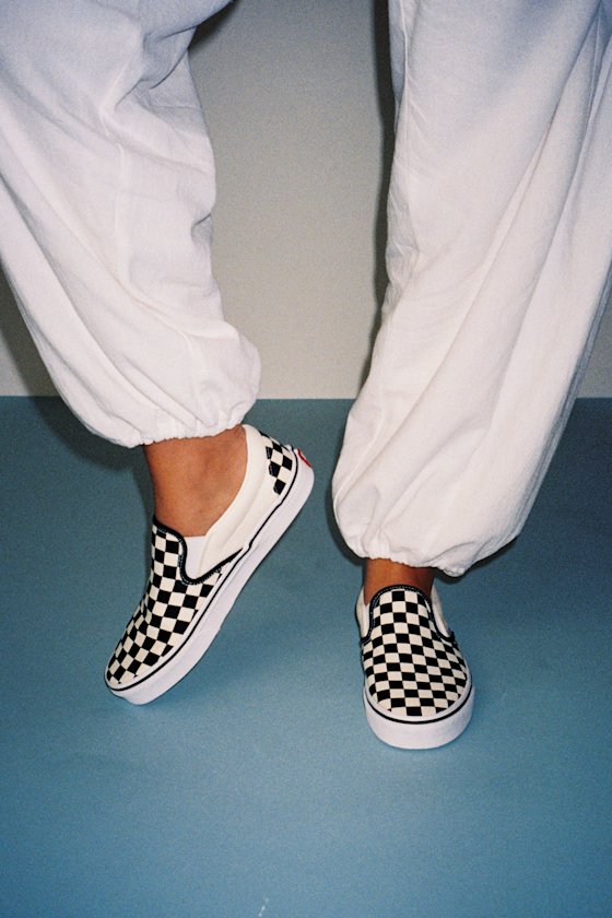 Classic Black & White Checkerboard Slip-On Sneakers 1