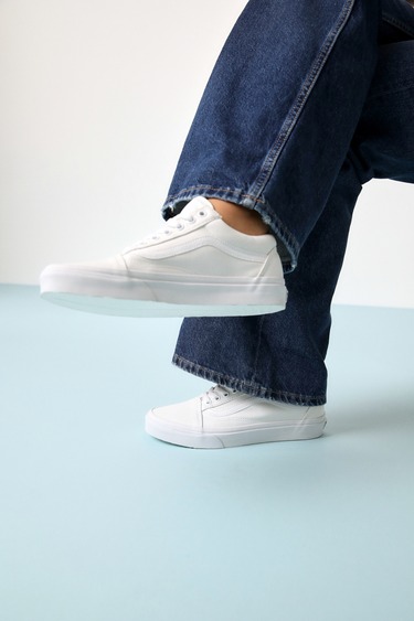 Sneakers White Vans With Laces Vans Old Skool True White Lace-Up Sneakers  Canvas Sneakers Lulus
