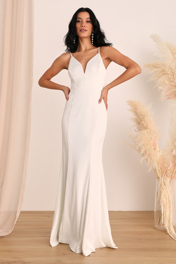 Bow Down to Love White Satin Bow Maxi Dress 2