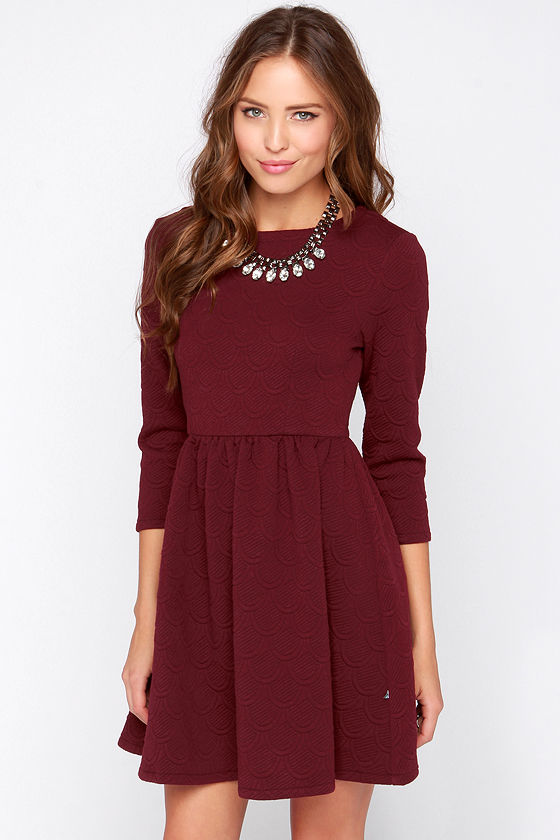 Diller Dress - Burgundy Dress - Long Sleeve Dress - $79.00 - Lulus