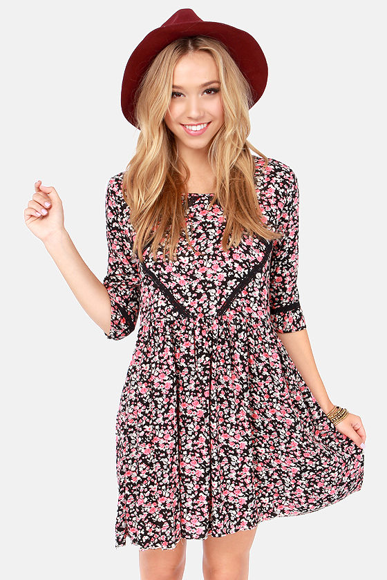 Cute Floral Print Dress Baby Doll Dress 49.00
